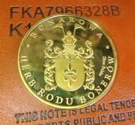 Moneta kolekcjonerska zamek Ogrodzeniec herb Bonerów Złota Polska