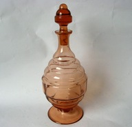 Polska Przedwojenna KARAFKA Huta HORTENSJA na STOPCE RÓŻOWA rozalinowa _!!!