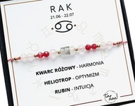 Bransoletka Znak Zodiaku RAK Kamienie naturalne Srebro 925 na Prezent