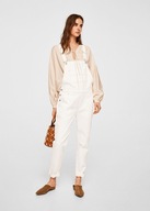 M A N G O ogrodniczki jeansowe kombinezon długi kremowe dżinsowe beżowe y2k