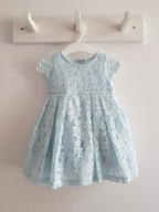 NEXT niebieska sukienka koronkowa ażurowa 68 cm