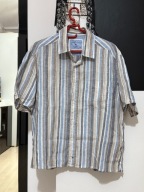 W Koszula Blue Harbour kolorowe pastelowe pionowe pasy kieszeń len L