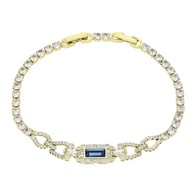 79729 BRANSOLETKA 14K POZŁACANA 19-17 CM 7 MM SAPPHIRE CRYSTAL Swarovski