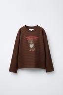 ZARA BLUZKA KOSZULKA W PASKI Z PSEM DLA DZIEWCZYNKI 122