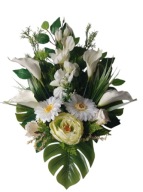 Bukiet cmentarz Kalie gladiola piwonia biel