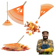 GRABIE OGRODOWE DO LIŚCI PLASTIKOWE WACHLARZOWE Z TRZONKIEM DREWNO 58X183