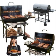 GRILL OGRODOWY WĘGLOWY Z POKRYWĄ DUŻY Z PÓŁKAMI POPIELNIK CZARNY GRAND