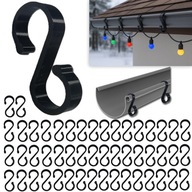 Haczyki Na Rynne Do Lampek LED Ozdoby Dekoracje Girlandy Czarne 50szt