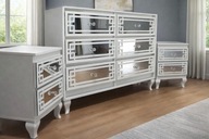 Zestaw Komoda Lustrzana 120cm + 2 szafki nocne, Glamour