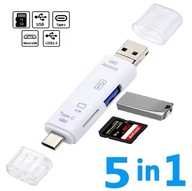 Wielofunkcyjny czytnik kart 5w1 USB-C, Micro USB SD do telefonów i laptopów