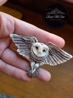 Płomykówka Naszyjnik rękodzieło żywica sowa rzeźba handmade