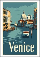 A2 KOLOROWY PLAKAT OBRAZ WENECJA VENICE WŁOCHY ITALY, VINTAGE RETRO