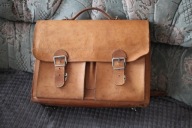 DUŻA TORBA SKÓRZANA SZKOŁA PRACA Z SZELKAMI NA PLECY 41X 33 X 13 cm MOCNA