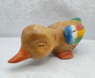 KACZKA - Vintage - drewniana - DUŻA ręcznie wyrzeźbiona w drewnie - 22cm