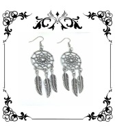 Kolczyki vintage boho imperial łapacz snów piora wiszace Handmade K011