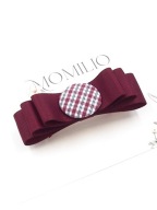 Momilio handmade Spinka do włosów kokarda z guziczkiem Charlotte winna