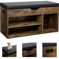 SZAFKA PÓŁKA NA BUTY Z SIEDZISKIEM IMITACJA DREWNA MIĘKKA PODUSZKA 80X30X44