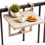 STOLIK BALKONOWY WISZĄCY SKŁADANY AKACJA SZARY 70x55