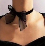 CHOKER czarny NASZYJNIK na szyję pasek kokarda choker z kokardką