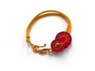 BRANSOLETKA SUTASZ róż fuksja złoto 100% hand made