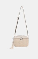 Vera New York beżowa listonoszka crossbody pikowana, srebrne okucia, trend