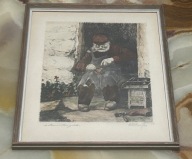 SYGNOWANA STARA KOLORYZOWANA GRAFIKA miedzioryt / SZEWC portret