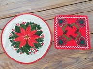 SKANDYNAWSKI DESIGN ŚWIĄTECZNE LNIANE FOLKOWE SERWETKI 19x18 i śr.27 nr.5