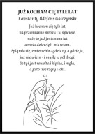 A2 PLAKAT WIERSZ WALENTYNKI PREZENT *JUŻ KOCHAM CIĘ TYLE LAT* GAŁCZYŃSKI