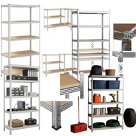 REGAŁ METALOWY MAGAZYNOWY 180×90×40 CM – 5 PÓŁEK MDF UDŹWIG 900 KGS REBRNY