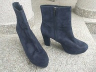 MARIAN nr 40 eleganckie granatowe botki na słupku skóra