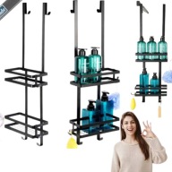 PÓŁKA ŁAZIENKOWA WISZĄCA ZAWIESZANA NA SZYBĘ PRYSZNIC KOSMETYKI CZARNA