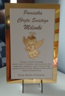 Pamiątka Chrztu Świętego złoty Anioł w ramce