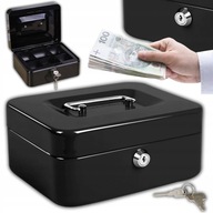 KASETKA NA PIENIĄDZE METALOWA SEJF BANKNOTY BILON DOKUMENTY KLUCZ SKRYTKA