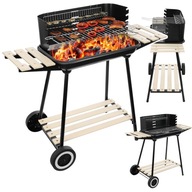 Grill węglowy ogrodowy na kółkach z 3 półkami duży ruszt