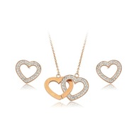 NA JUTRO Pozłacany Komplet SERCE W SERCU Kr. Swarovski PUDEŁKO kolczyki