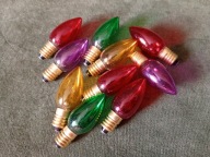 Polskie zapasowe kolorowe żarówki do lampek choinkowych PRL - 10 sztuk