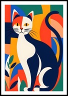 A2 KOLOROWY OBRAZ PLAKAT Z KOTEM, KOLOROWY KOT NA WIELOBARWNYM TLE