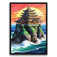 Plakat z ramą 30x40cm Świątynia na Skraju Klifu Krajobraz|Pomysł na Prezent