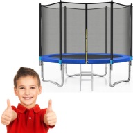 TRAMPOLINA OGRODOWA DLA DZIECI 244CM 8FT MOCNA XXL SIATKA DRABINKA 150KG
