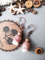 SURF biała muszla różowo-kremowa lawa drewno kokos miedź BlackberriesArt