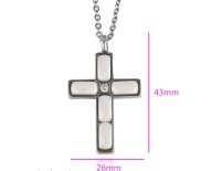 NASZYJNIK DUZY KRZYZ STAL SZLACHETNA 316L CERAMIKA,CYRKONIA