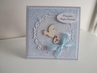 Kartka na Chrzest ręcznie robiona handmade gołąbek