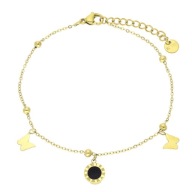 59101 Bransoletka złota stal chirurgiczna motyw zegara motylki