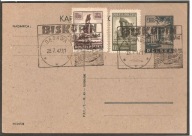 GĄSAWA BISKUPIN -karta pocztowa 1947 rok -stempel ozdobny Cp95