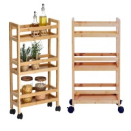 WĄSKI EKOLOGICZNY REGAŁ WÓZEK ŁAZIENKOWY BAMBUSOWY NA KÓŁKACH 3 POZIOMY
