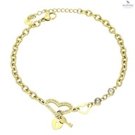 77001 Bransoletka złota stal chirurgiczna serduszka kluczyk