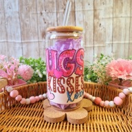 Kubek szklanka z bambusową pokrywką i słomką 500 ml handmade prezent