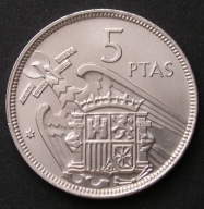Hiszpania 5 peset 1957 - generał Francisco Franco - Caudillo