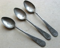 III Rzesza Biedne ŻYDOWSKIE ŁYŻECZKI z LITZMANNSTADT GETTO Żelazo CYNOWANE