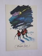 WESOŁYCH ŚWIĄT - Janusz Grabiański pocztówka z 1968 r